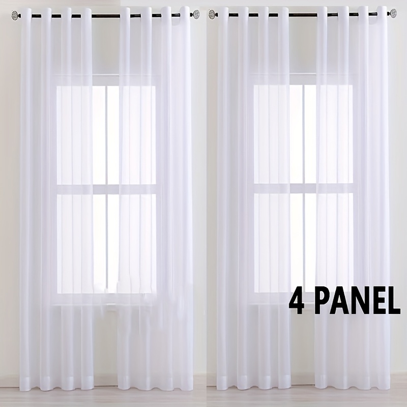TEMU White Sheer Curtains Rod Pocket Window Sheer Voile Curtain Semi Transparent Grommet Curtains For Living Room And Bedroom 140cmx213cm