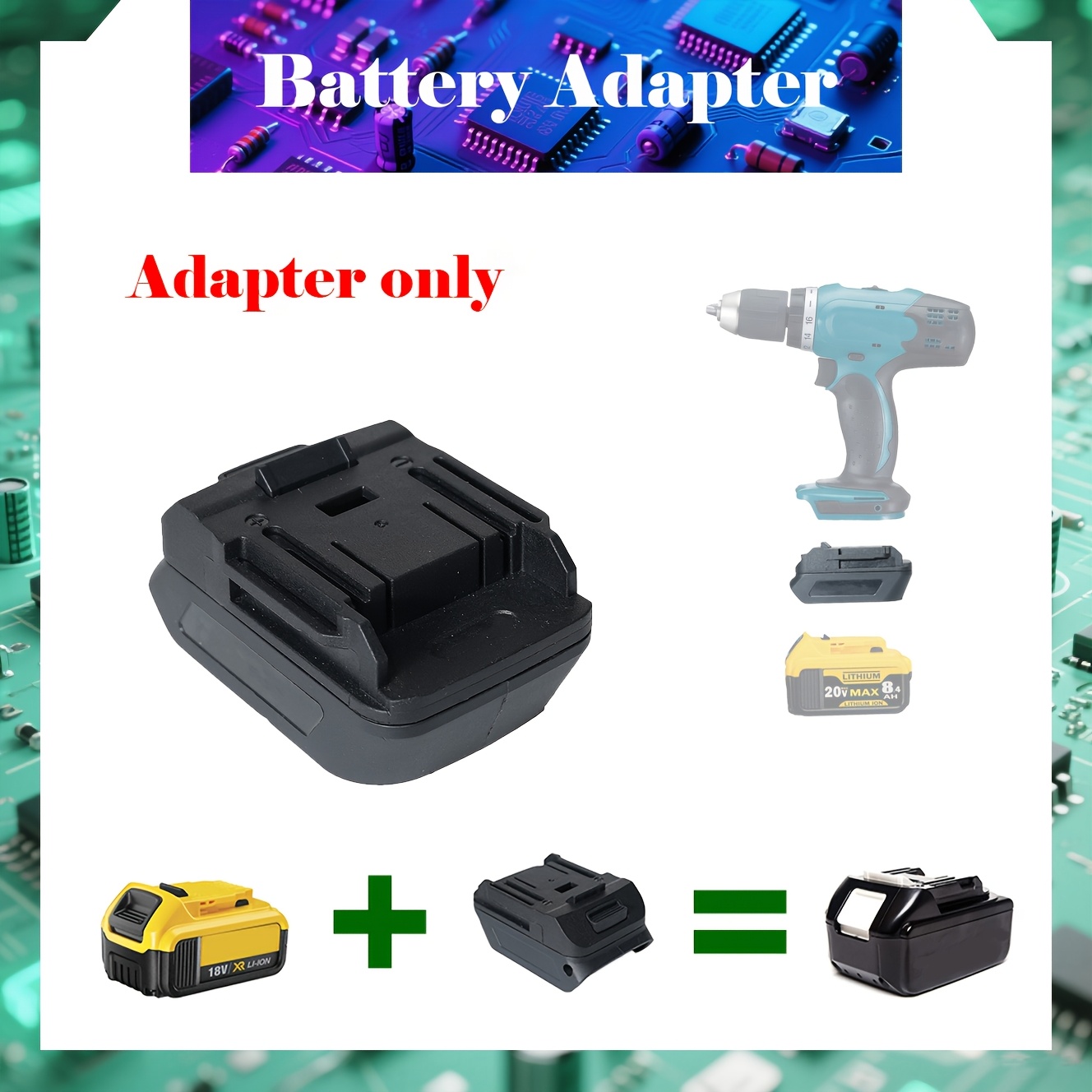 1 Adapter For Bauer 20V Tools, Fits Makita 18V LXT Battery To Power - View #2