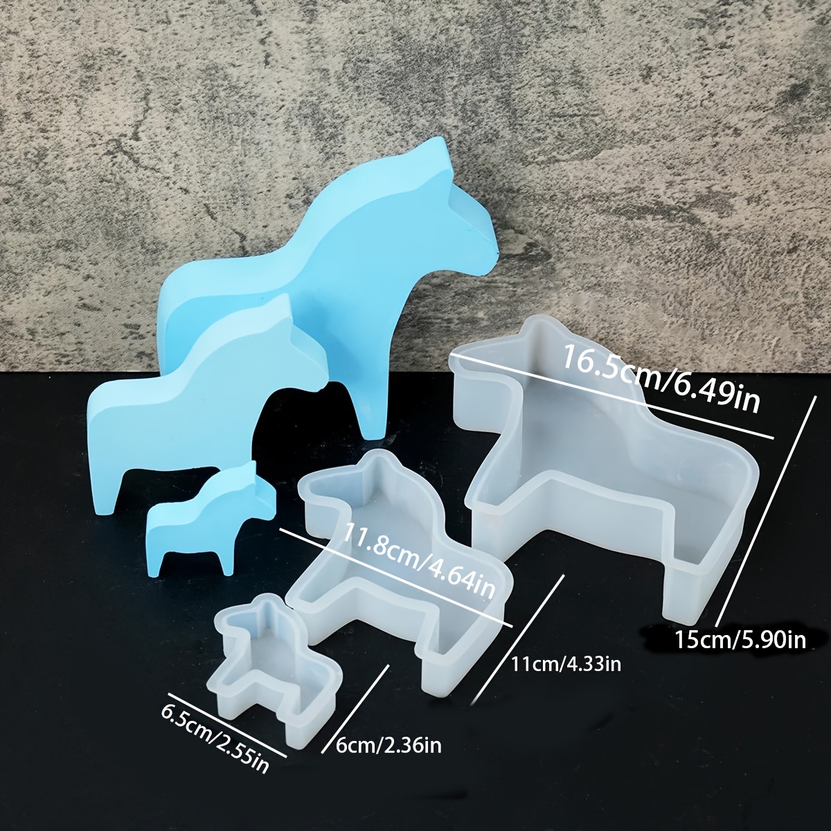 Resin Silicone Mold-3pcs/set, 3d Scented Candle Mold Set, Gypsum Clay Animal Decoration Mold For Horses