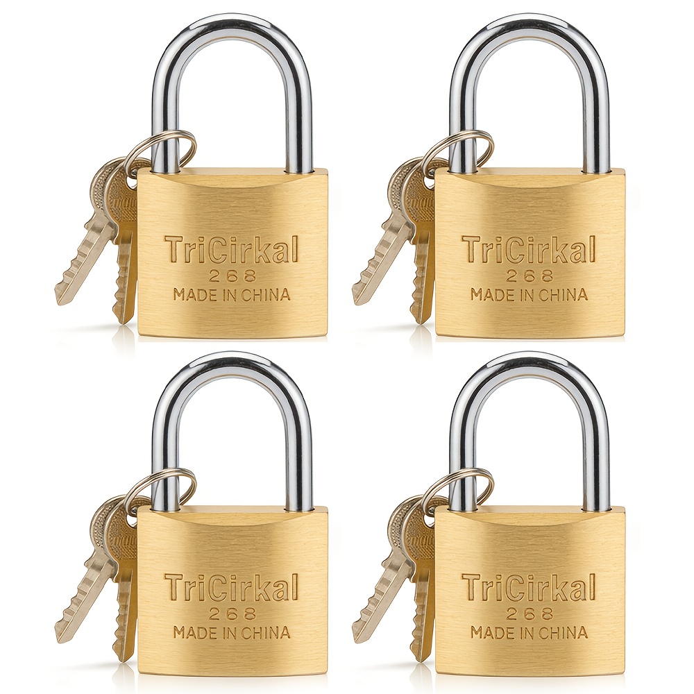 4pcs 63mm Brass Padlock Set With Key, Weatherproof Locks, Suitable For Lockers, Gyms, Luggage, Toolboxes, , Etc.