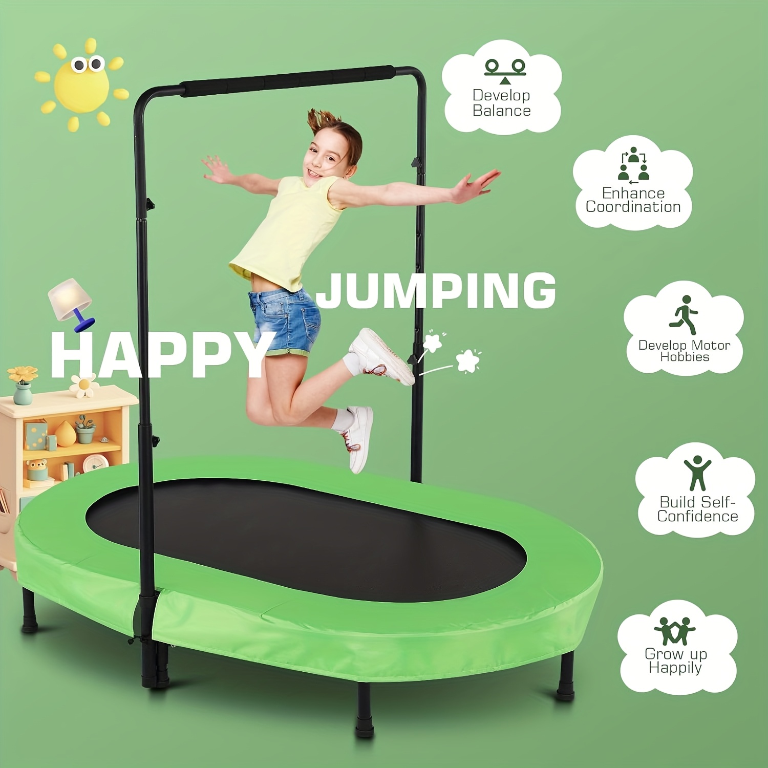 green foldable mini trampoline exercise - Temu