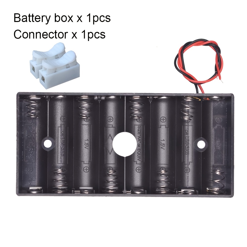 TEMU 8-slot Aa Battery Holder, 8-slot Battery Base With Wire 12v Battery Compartment, Suitable For Electronics, Battery Not Included