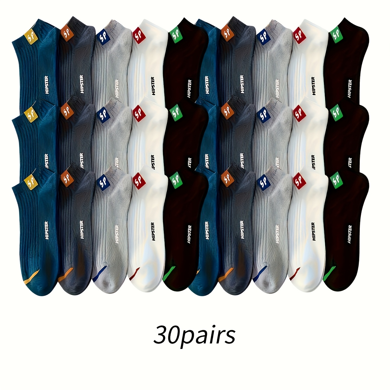 

5/10/15/ Paires de Chaussettes de Sport Imprimées "SP" et Élégantes - Chaussettes Basses Confortables et Respirantes Adaptées aux Hommes, Femmes et Adolescents, Convient pour l'Extérieur et