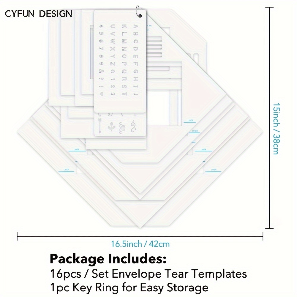 TEMU 17pcs/set Envelope Tear Templates Envelope Making Tools; 7pcs Envelope Guides+7pcs Folding Guides+1pc Border Template+1pc Alphabet And Number