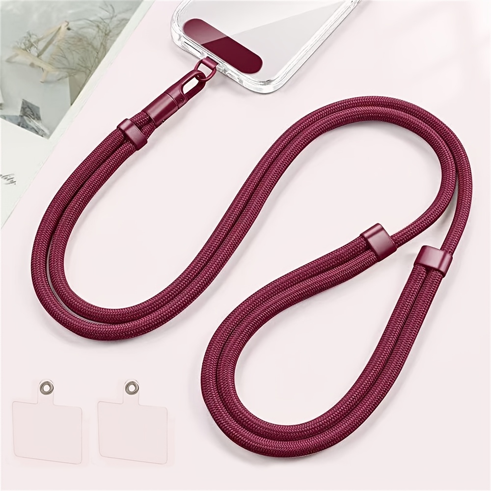 TEMU [1pc] Adjustable Crossbody Neck Strap With Stainless Steel Spacer + 2 Transparent Spacers, Durable Anti-loss Polyester Long Lanyard Suitable For