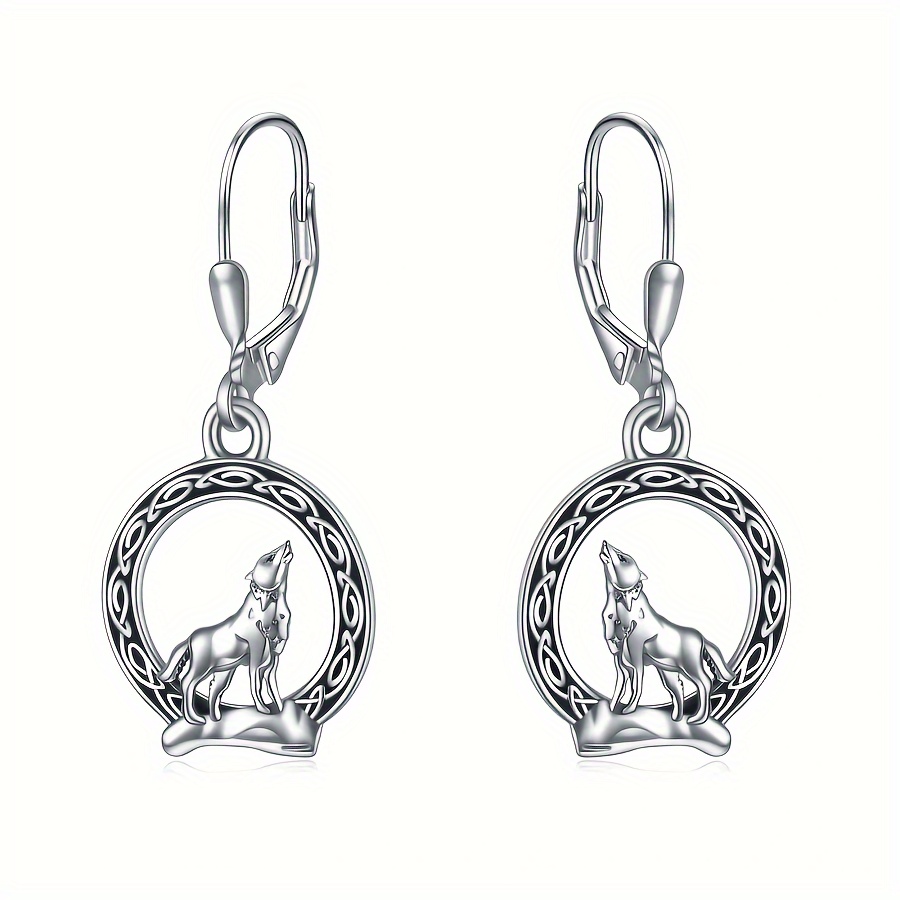 

Yfn Viking Wolf Dangle Drop Earrings Sterling Silver Norse Celtic Wolf Moon Earrings For Women