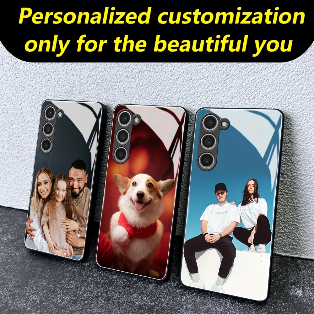 

Compatible With Samsung S24/23/22/21/20/10/9/8/ultra/+/fe/plus/5g/2022/uw/e/lite Customizable Photo Pattern Phone Case, Acrylic Mirror Back Panel, Frosted Soft Rubber Frame