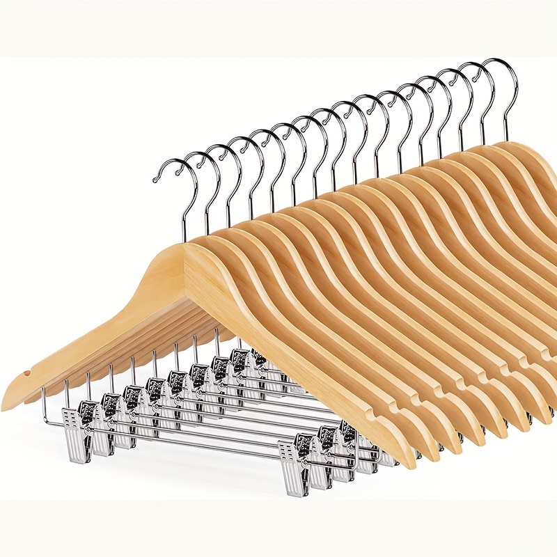 30 20 10  wooden suit hangers skirt hangers with clips solid wood pants hanger       hanger with durable metal clips for blouse dress coat jacket wooden hangers for clothes clothes hanger stand