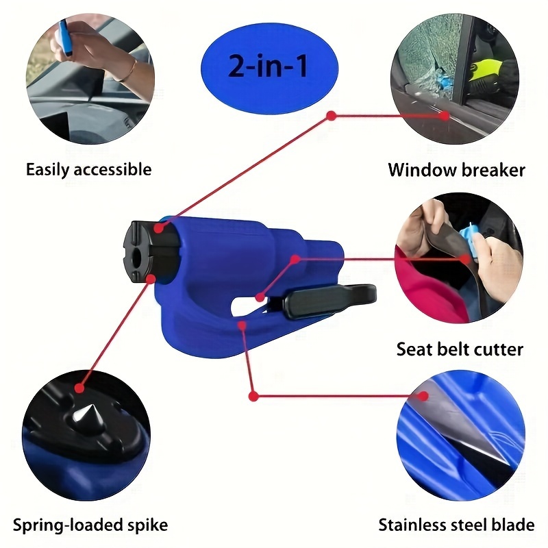 Fensterbrecher-Sicherheitsgurtschneider – Auto-Rettungshammer mit scharfem  Sicherheitsgurtschneider, doppelseitige Fluchtwerkzeuge zum Zerbrechen von  Glas im Notfall (2 Stück)
