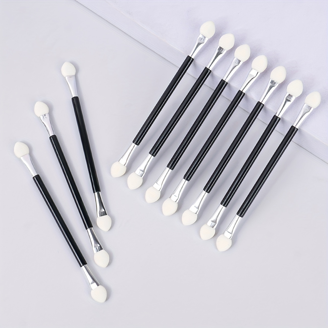 

10pcs Dual-sided Sponge Eyeshadow Brushes, Multi-functional Palm Brush Set, Unscented Nylon Bristle, Universal Skin Type, Abs Handle, Blending Applicator For Makeup Beginners, Nail Art Tool