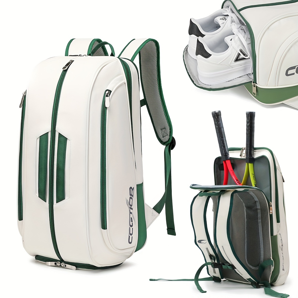item picture tennis bag tennis backpack for women and men racket bags holds 2 racket insulated pocket ventilated shoe compartment