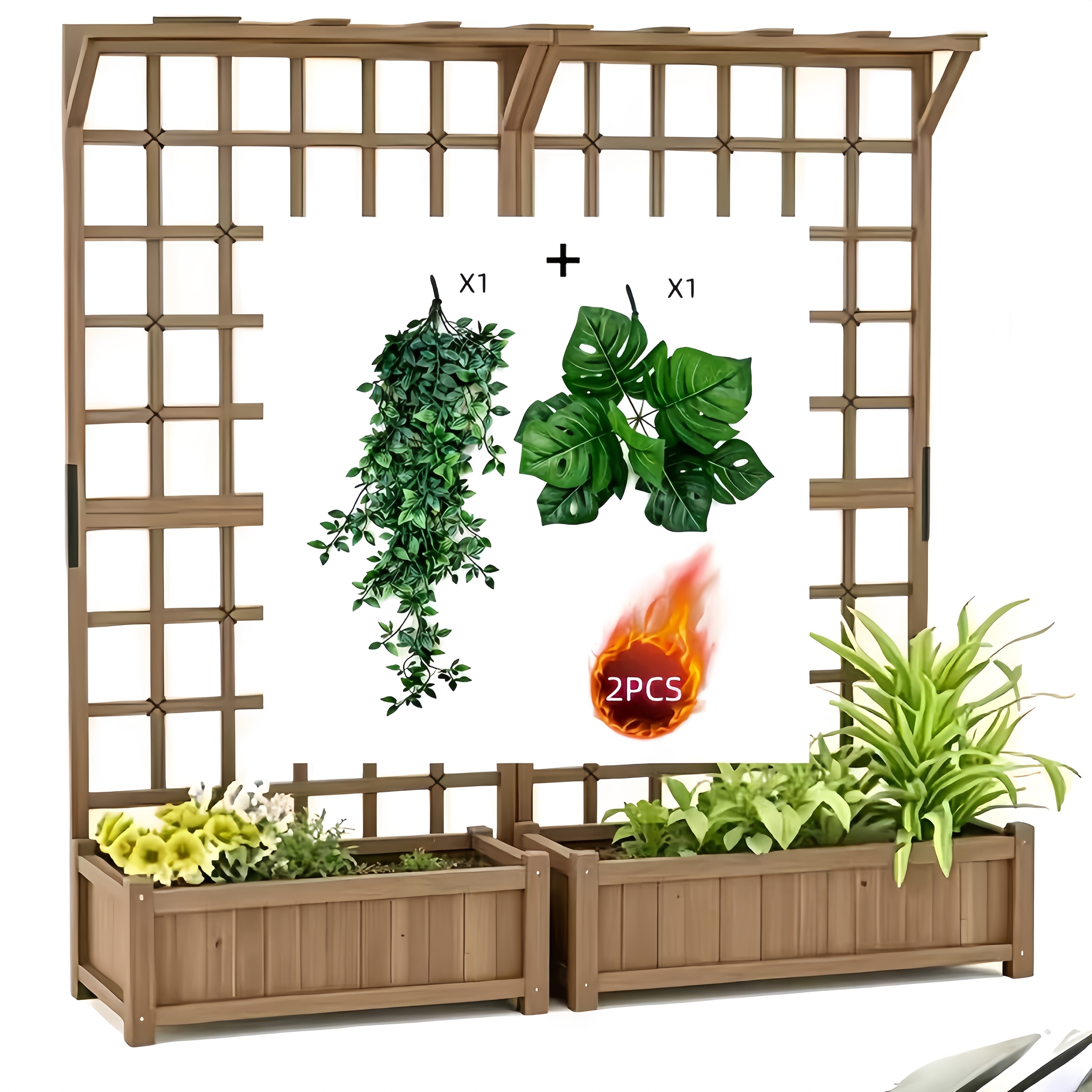 TEMU Lot de 2 plantes artificielles suspendues en pot, feuilles de mandala réalistes, décoration de mariage, ornement, décoration de fête du thé de