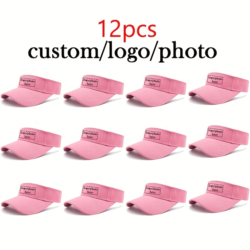 TEMU 12pcs Customizable Unisex Sports Visors - Solid Color Open , Breathable Polyester Fabric, Suitable For Golf, Tennis, Running And Outdoor
