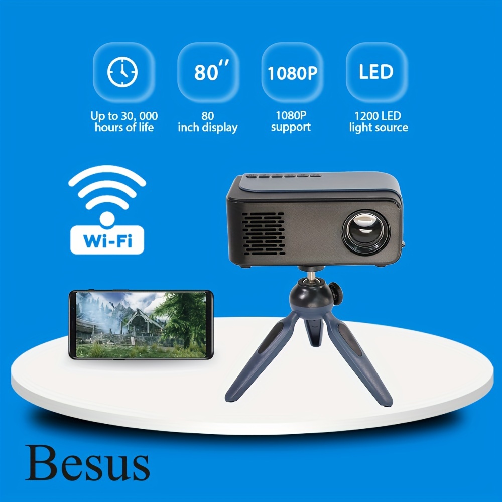 Proyector WiFi Bluetooth 5G y 2.4G, Native Full HD 1080P 4K Compatible,  Proyector de Película Portátil de Pantalla de 300 Pulgadas para Teléfono  Inteligente/PS5/TV Stick : : Electrónica