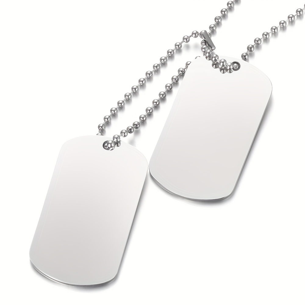 TEMU Custom Dog Tag Double Pendant Necklace For Men, Military Style Pendant Necklace With Personalized Name, Date, Birthday, , Men's 304l Stainless