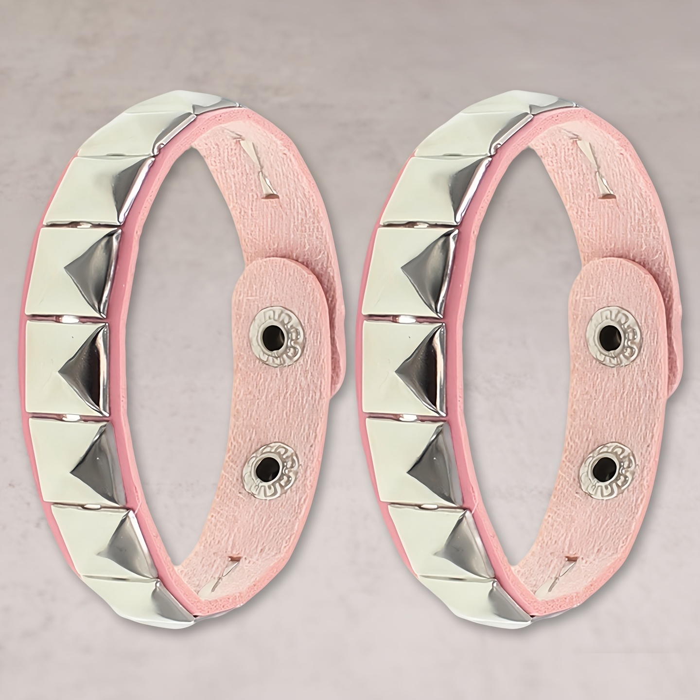 2pcs Gothic PU Cuff Bracelet Set, Y2K Street Rock Style