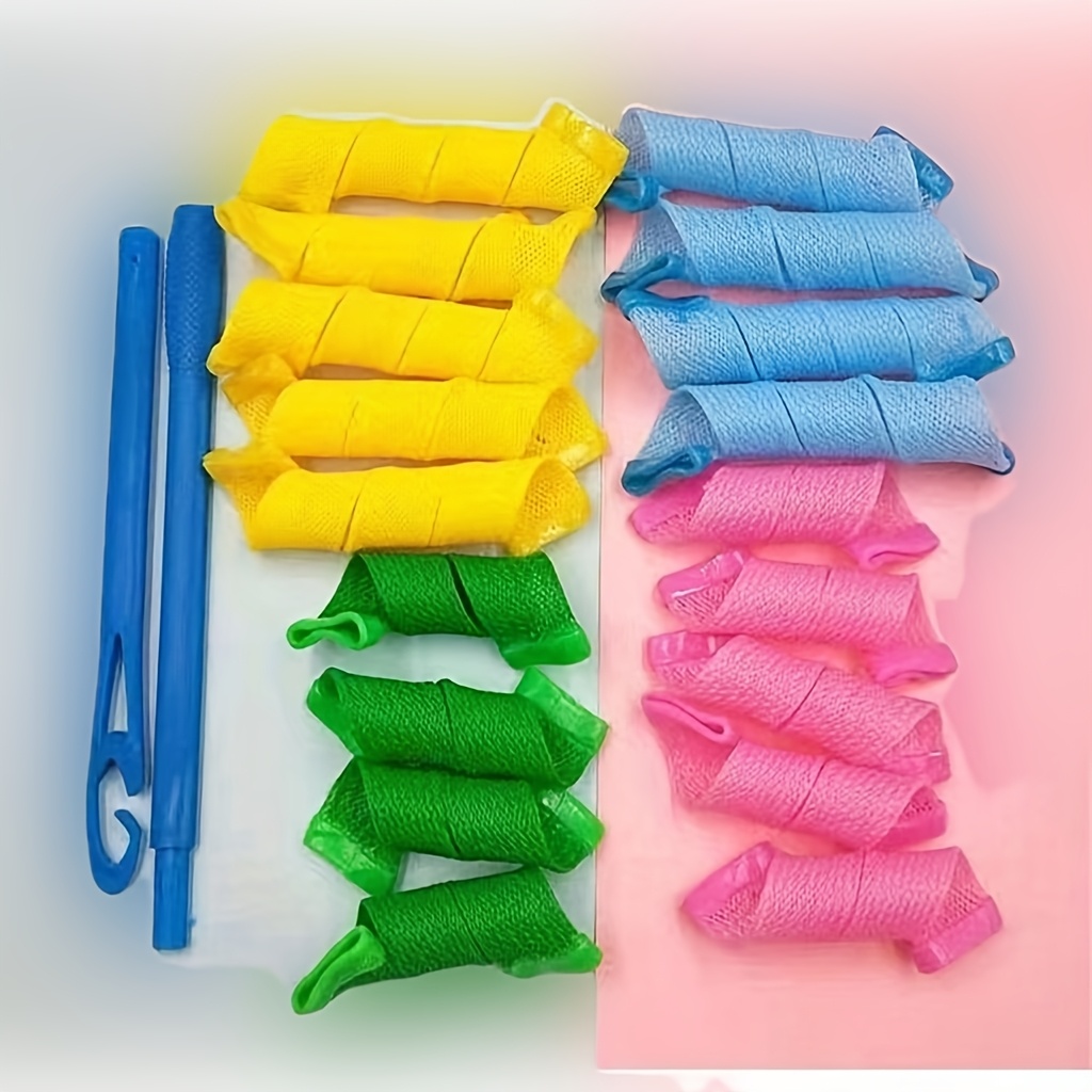 18pcs/36pcs Hair Curlers Set Heatless Curls For Long & Short Hair Diy Hairstyle Tools For Women & Girls No Heat Hair Rollers Perm Kit