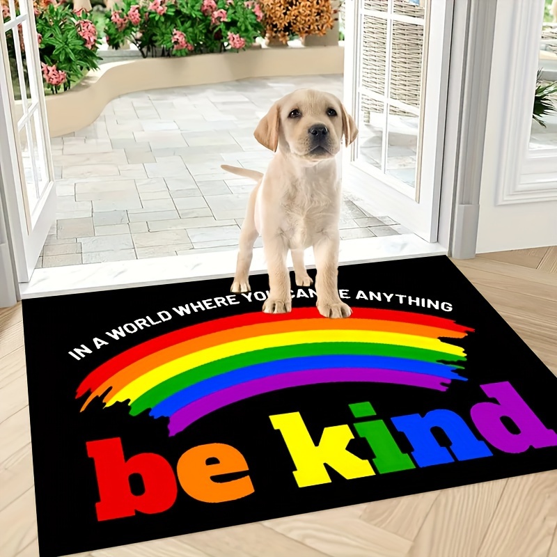 kind rainbow welcome mat non slip indoor outdoor entry mat Temu