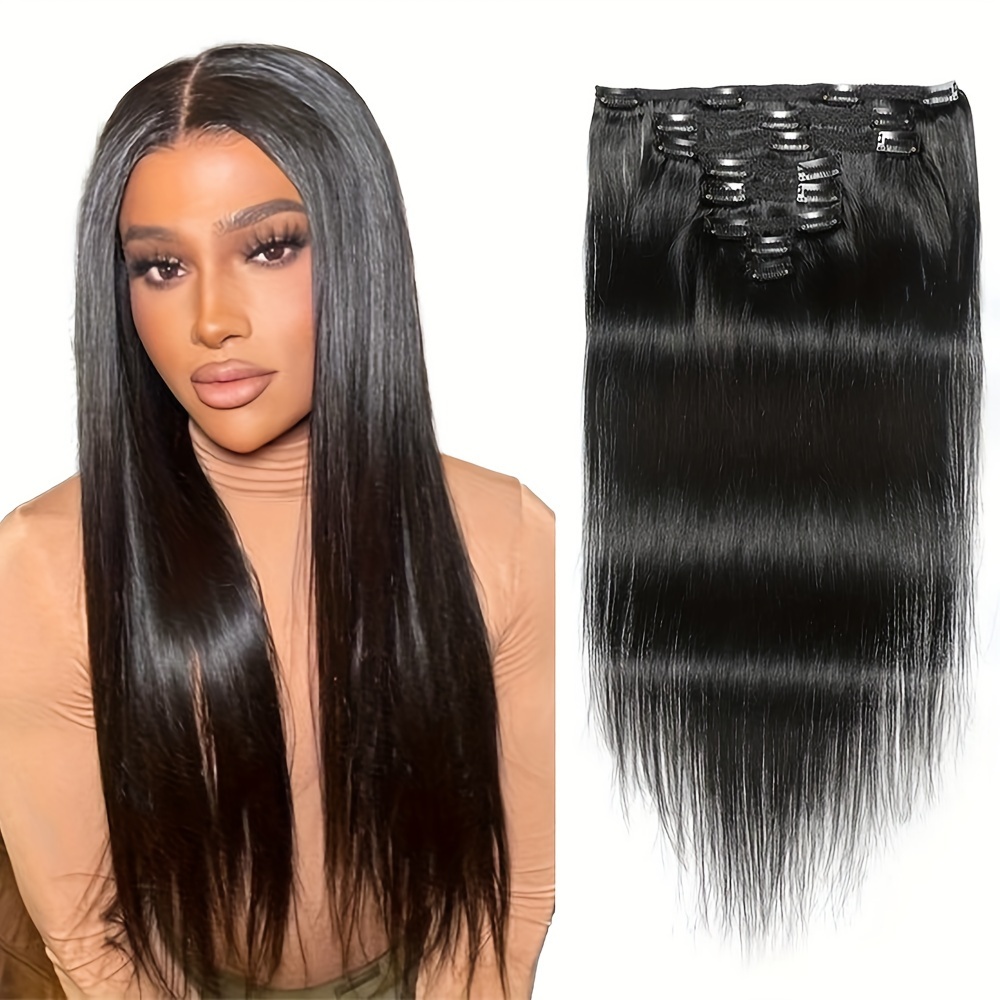 

Straight Clip In Human Hair Extensions 8pcs/set Double Weft 18 Clips In Straight Hair Extensions 8-26 Inch