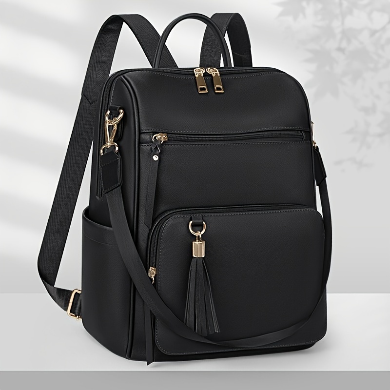 Small Leather Waterproof Anti-Theft Backpack Purse Convertible Shoulder Bag Spencer Women Waterproof PU Leather Travel Backpack Anti  main image 3