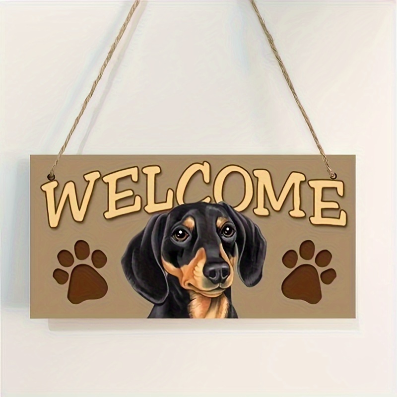 Animal Theme, Wooden Dog Welcome Sign - Pet Lovers & Home Decor, Easy-hang