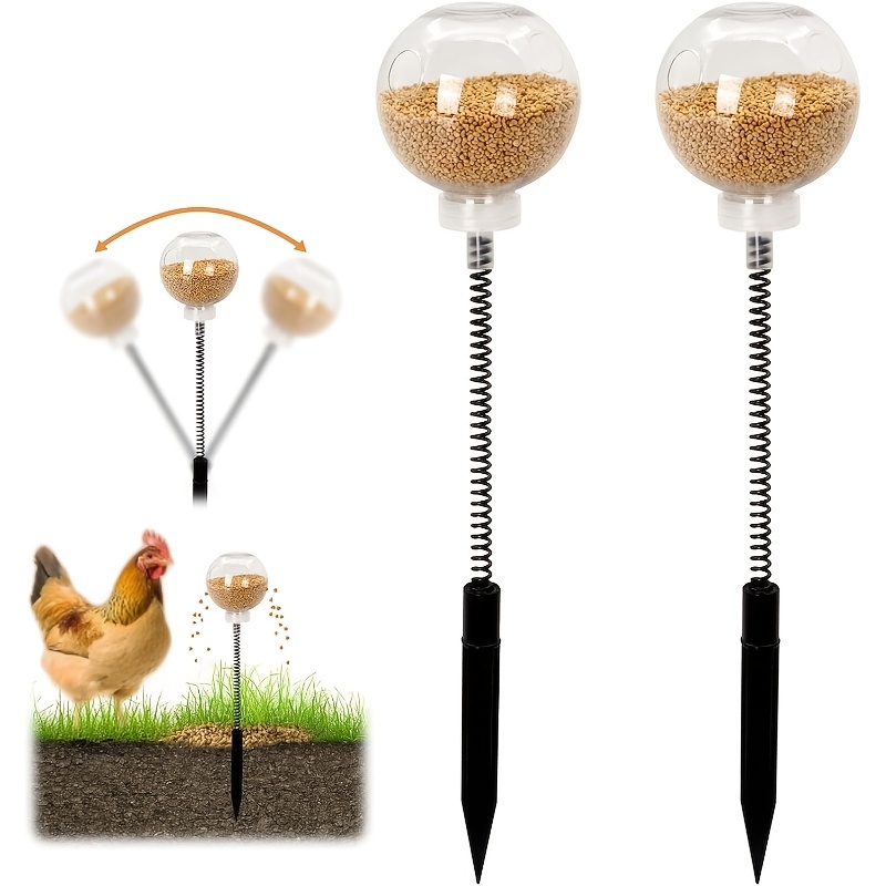 TEMU 2 Chicken Pecking Toys For Hens, Poultry, Ducks, Parrots Interactive Swing Feeder With Springs And Ground Pegs, Spring Loaded Chick Educational