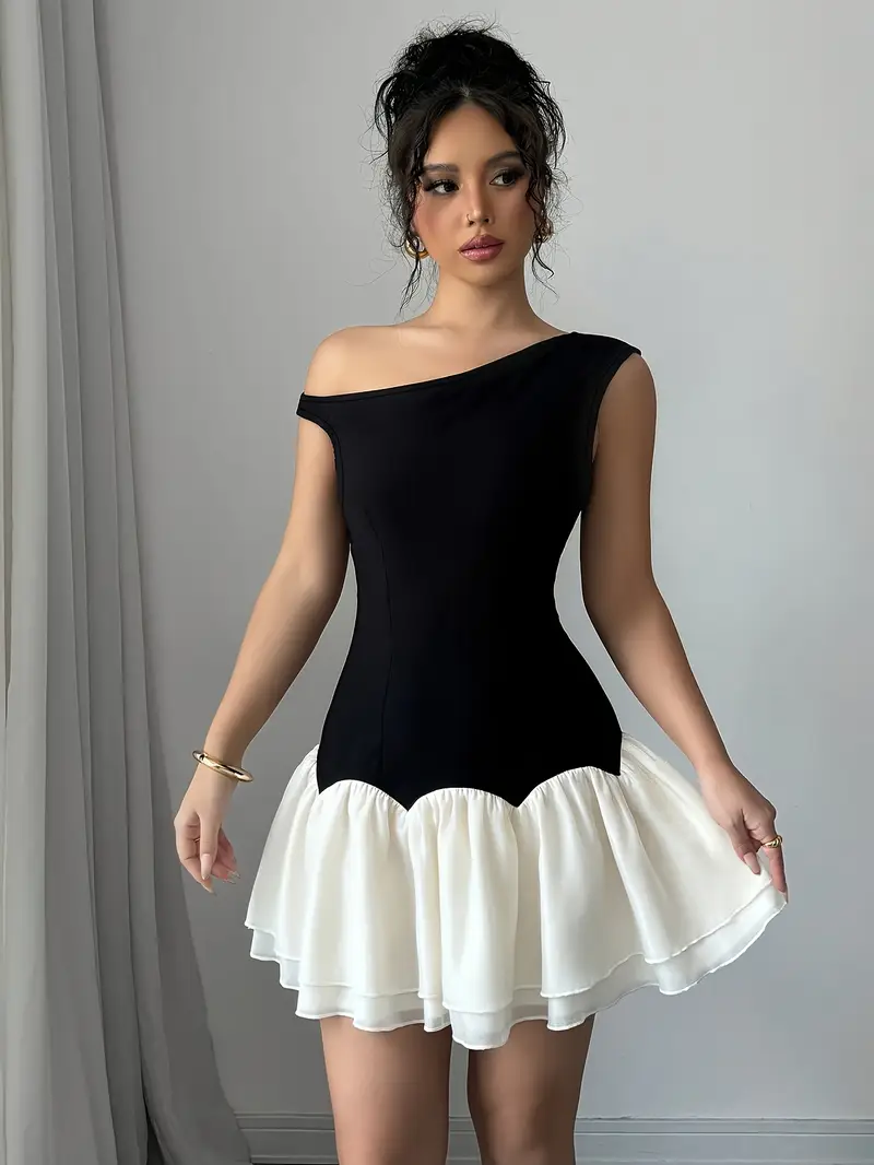 chic black shoulder asymmetrical mini dress women sleeveless - Temu United Arab Emirates chic black shoulder asymmetrical mini dress women sleeveless - Temu United Arab Emirates