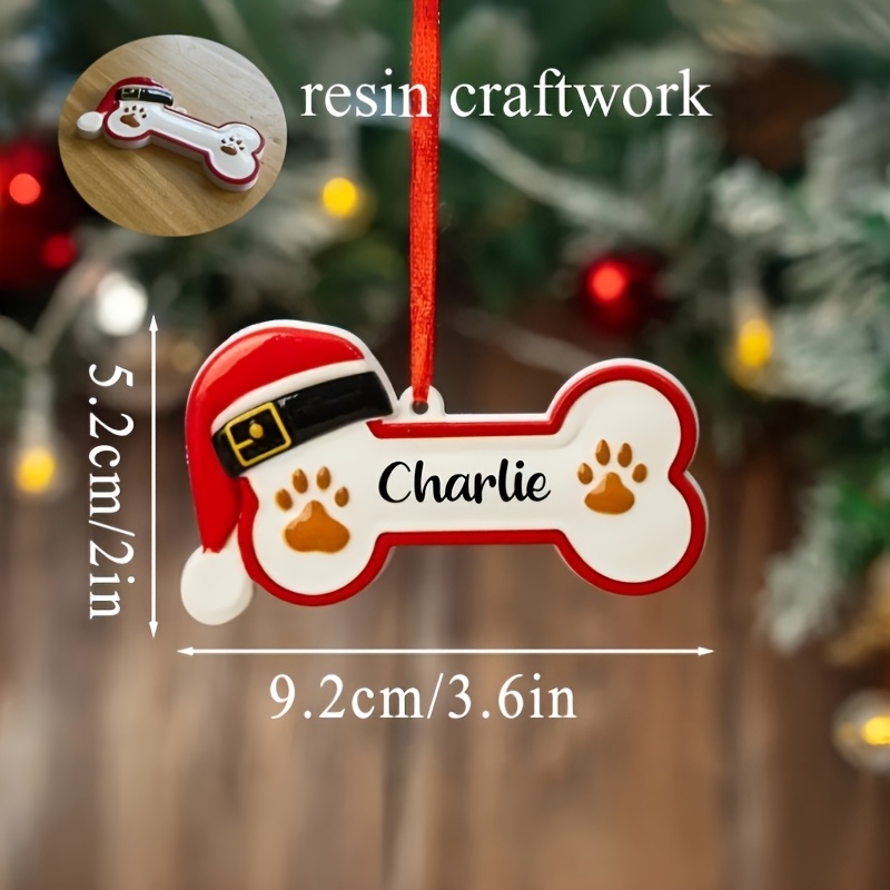 TEMU Personalized Dog Bones, Resin Christmas Decorations, Custom Name Print Pendant Ornaments, Custom Christmas Tree Decorations, 2026 Christmas