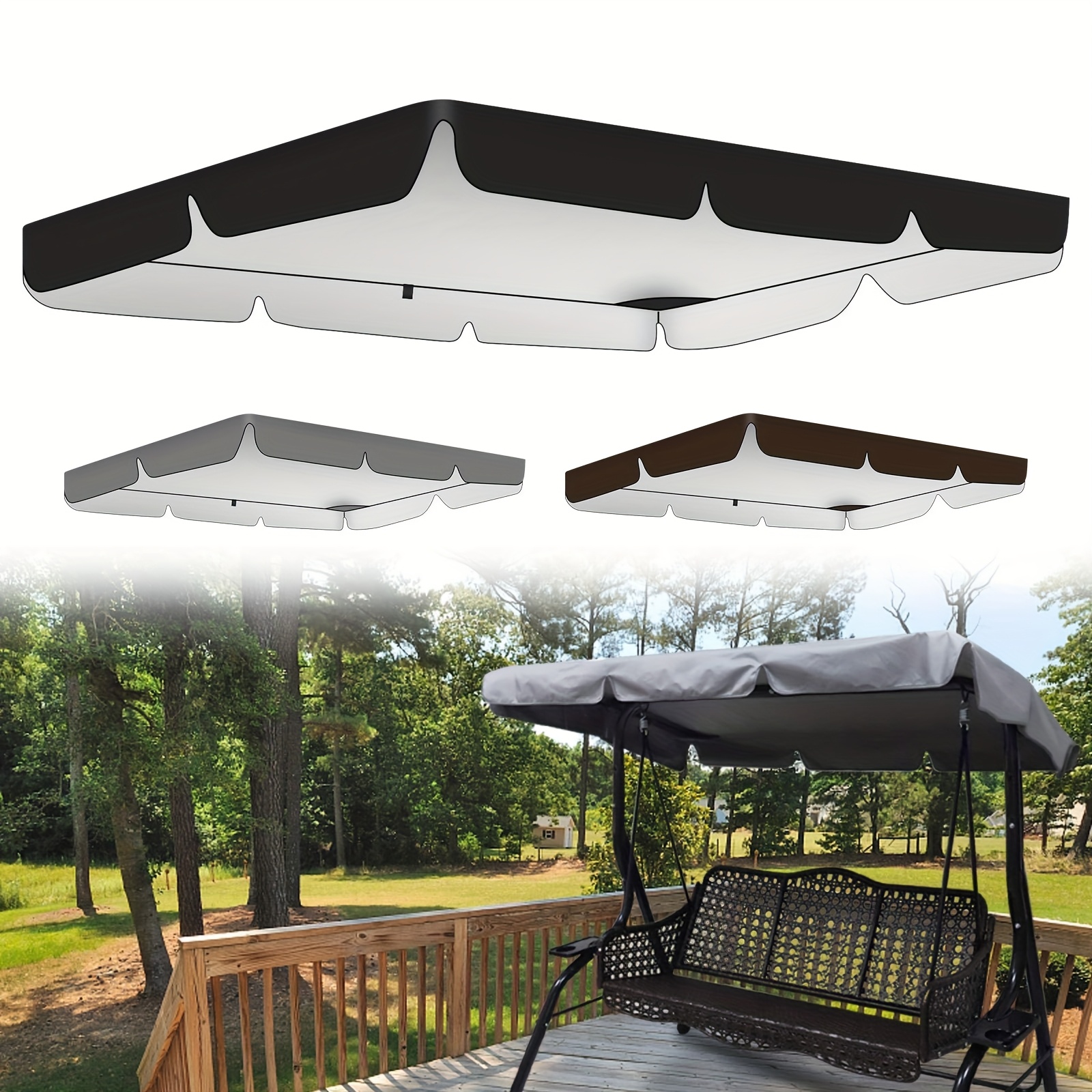 Gazebo Porch Swing Canopy Cover Patio Swing Canopy Replacement 2/3