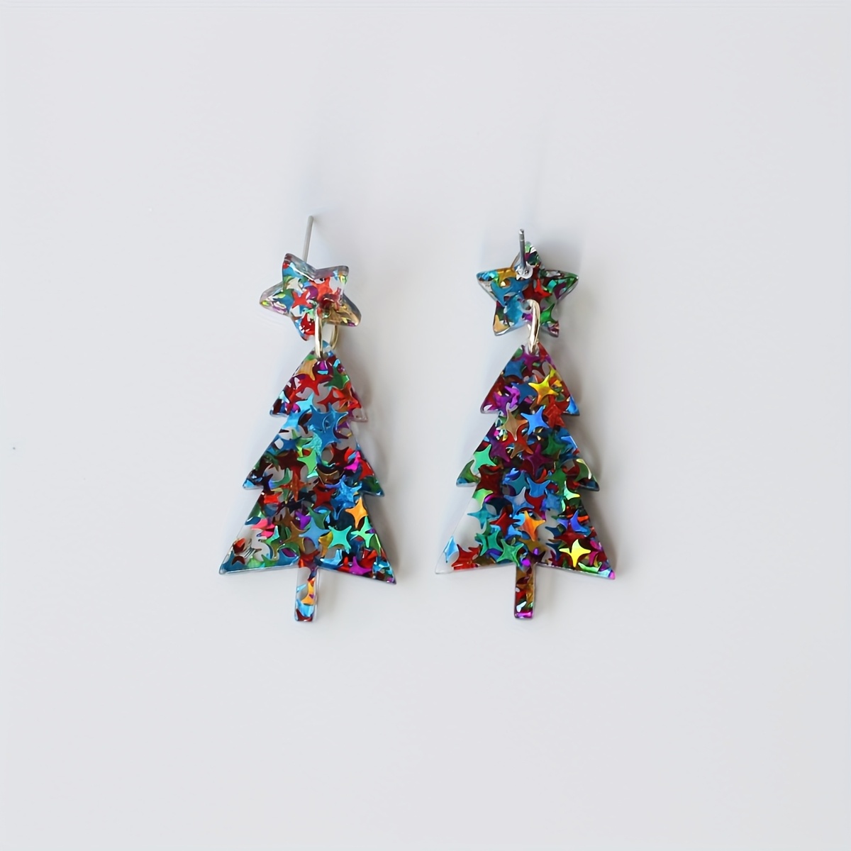 Sparkling Colorful Star Fragment Acrylic Drop Earrings for Women