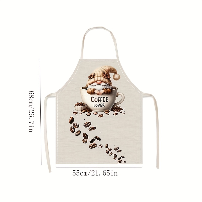 TEMU Ipcs Linen Aprons, Kitchen Accessories, Stylish Printed Household Aprons, Restaurant Coffee Shop Hotel Aprons, Essential For Gatherings And