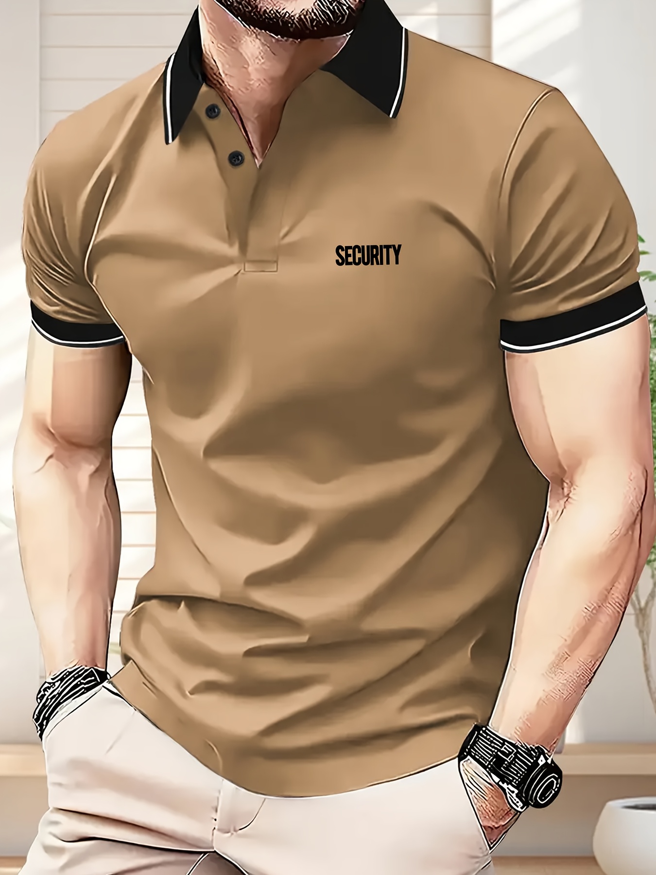 men's security print golf jersey breathable regular fit v Temu