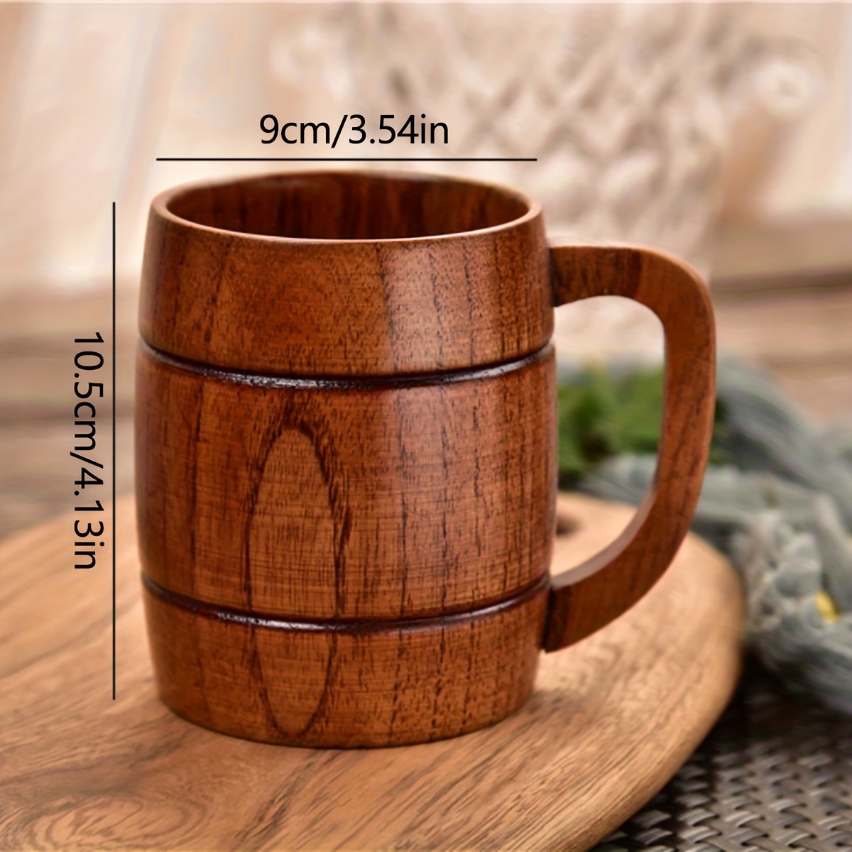 Image of Wooden Handle Beer Mug, Heat-resistant Tea Cup, Solid Wood -shaped Tea Cup, Milk Tea Cup, Milk Cup, Coffee Cup, Beer Keg, Natural Wood Handle Large Belly Cup, Heat-resistant