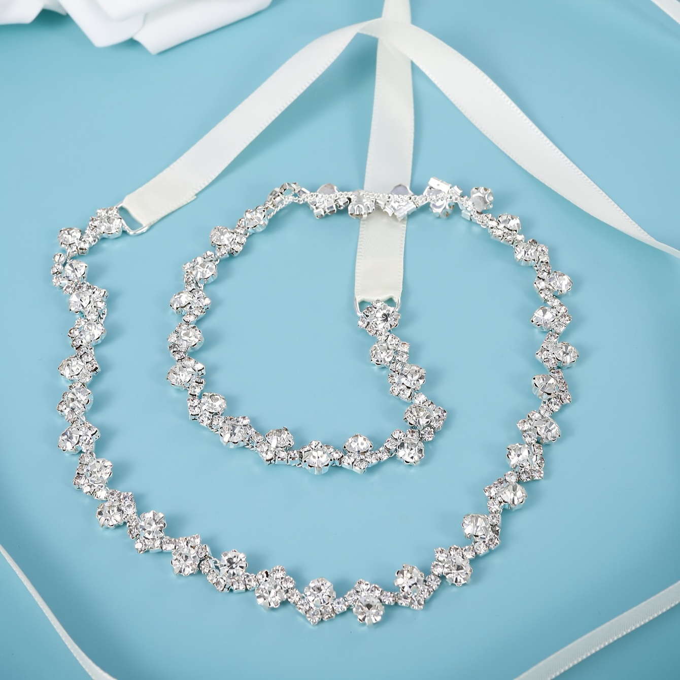 1pc Women's Golden And Silvery Rhinestone Bridal Belt, Suitable For
