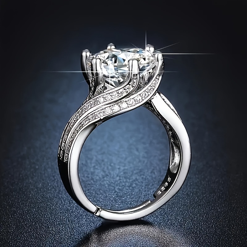 

1 Sparkling Luxury 5-carat Adjustable Artificial Diamond Ring, Exquisite Engagement And Proposal Ring For Her, Anniversary And Birthday Gift