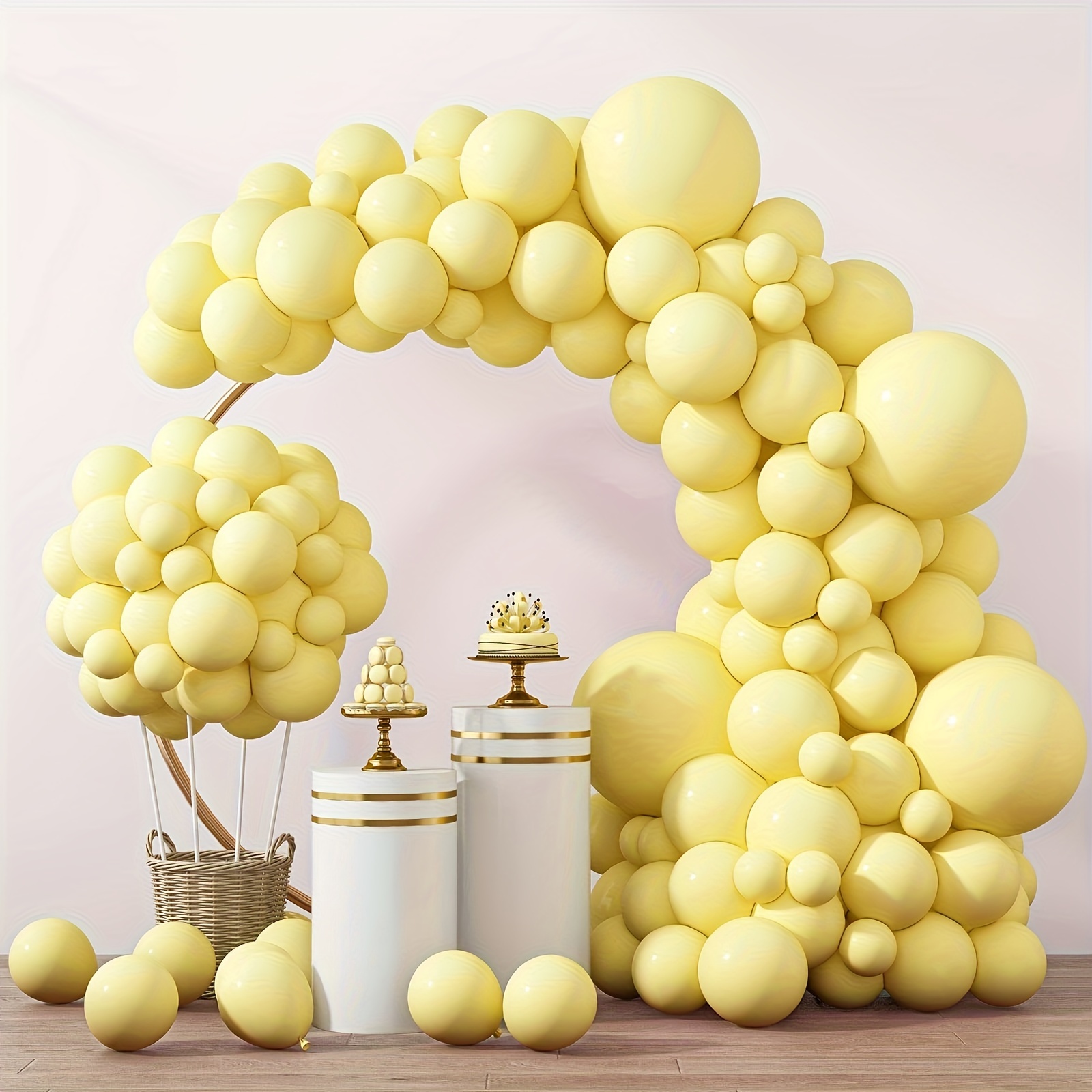 

134pcs Yellow Balloons Birthday Anniversary Party Decoration, Birthday Decoration, Wedding Decoration, Party Decoration Supplies, Valentine's Day , Outdoor Decoration