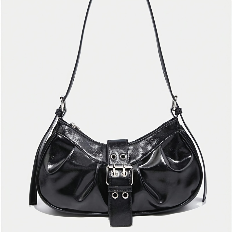 1pc Kryeon 1pc Y2k Gothic Rivet Accent Vintage Women' Shoulder/tote Bag - Adjustable Strap & Zipper Closure, Rock Style Handbag Suitable For Music Festivals, , Burgundy/for Women' Bag