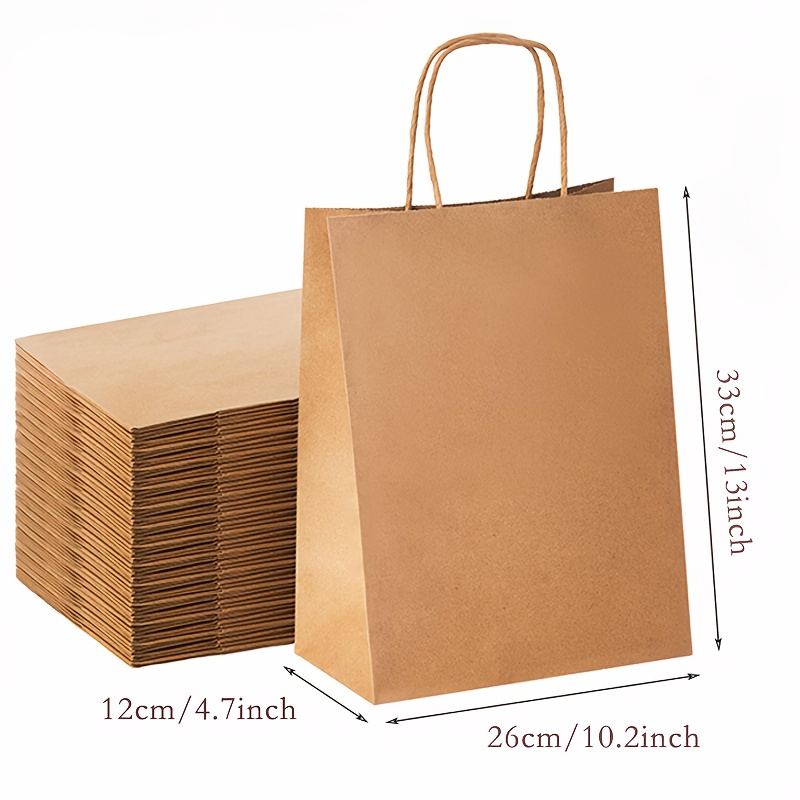 TEMU Sac en Papier Marron - 26 X 12 X 33 Cm Grande avec Poignée, Sac d'Emballage Épais et Durable, Convient pour Cadeaux de Mariage, Cadeaux de Fête