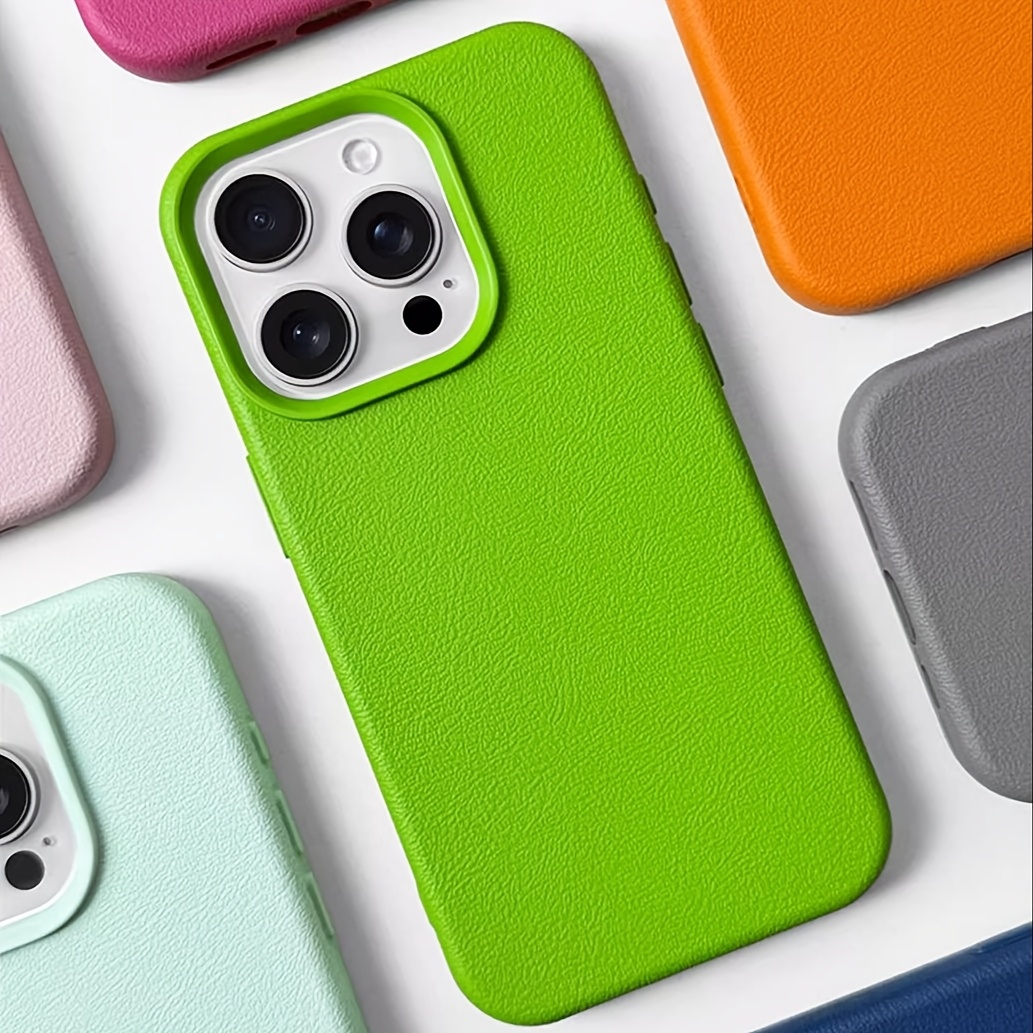 [Shockproof iPhone Case] Ultra-fiber Faux Leather iPhone 16/ 15/ 14/ 13/ 12 Pro Max Plus Shockproof Back Cover | TPU Silicone Case, Integrated Anti-shock Protection, Classic Simple Mobile Phone Case