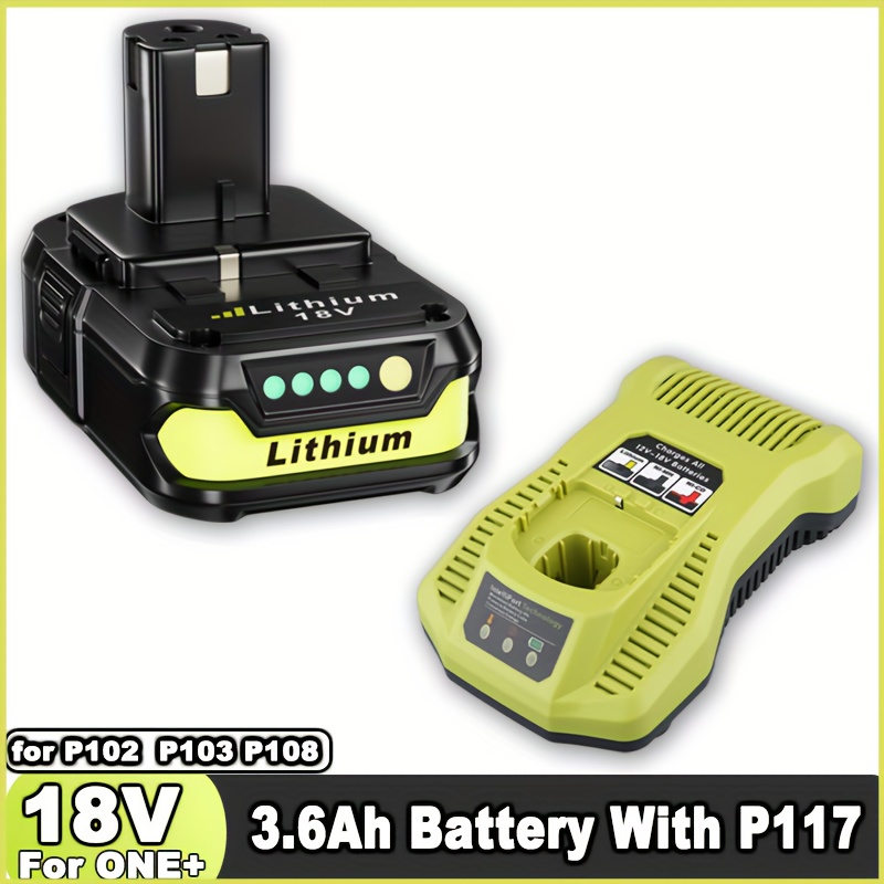 TEMU 1 Pack For Ryobi One+ 18v Lithium-ion Battery High-capacity 3.6ah With Led Indicator, Replacement For Ryobi