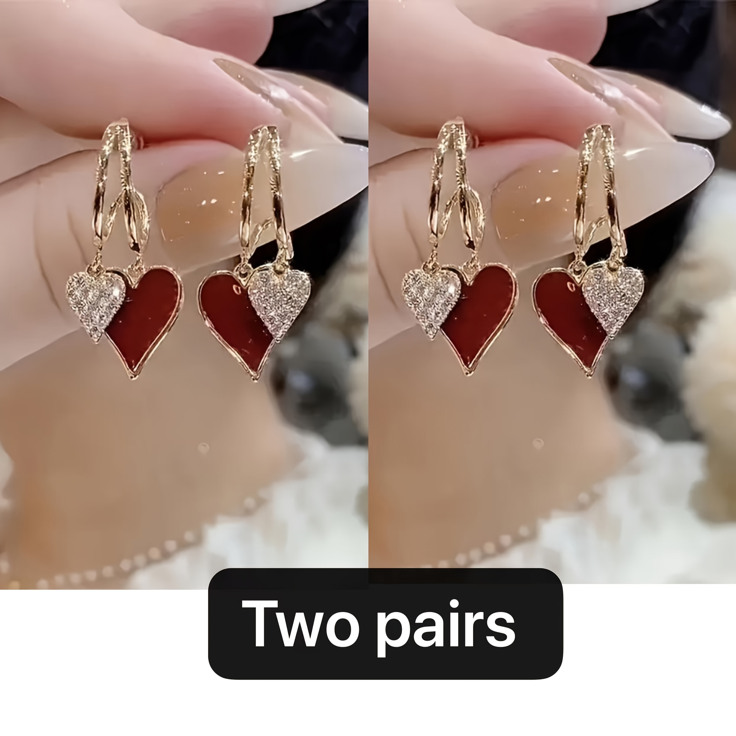 

Fashionable Red Heart Drop & Dangle Earrings, - Vintage Style Alloy With Sparkling Zirconia, Hypoallergenic Stainless Steel Posts, Accessory For Any Outfit