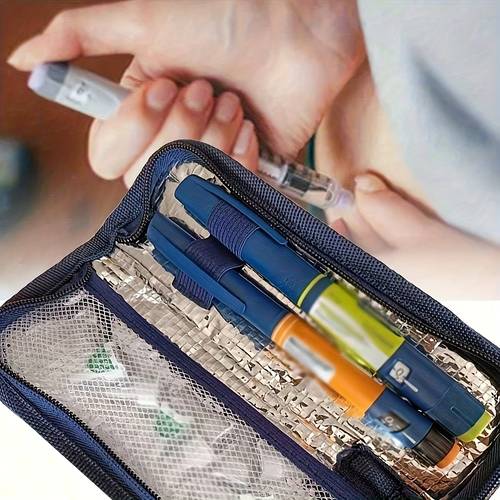 1pc portable insulated insulin cooler bag with ice pack compatible for diabetes travel case lightweight medication cooler suitable for insulin pens blood monitors medication