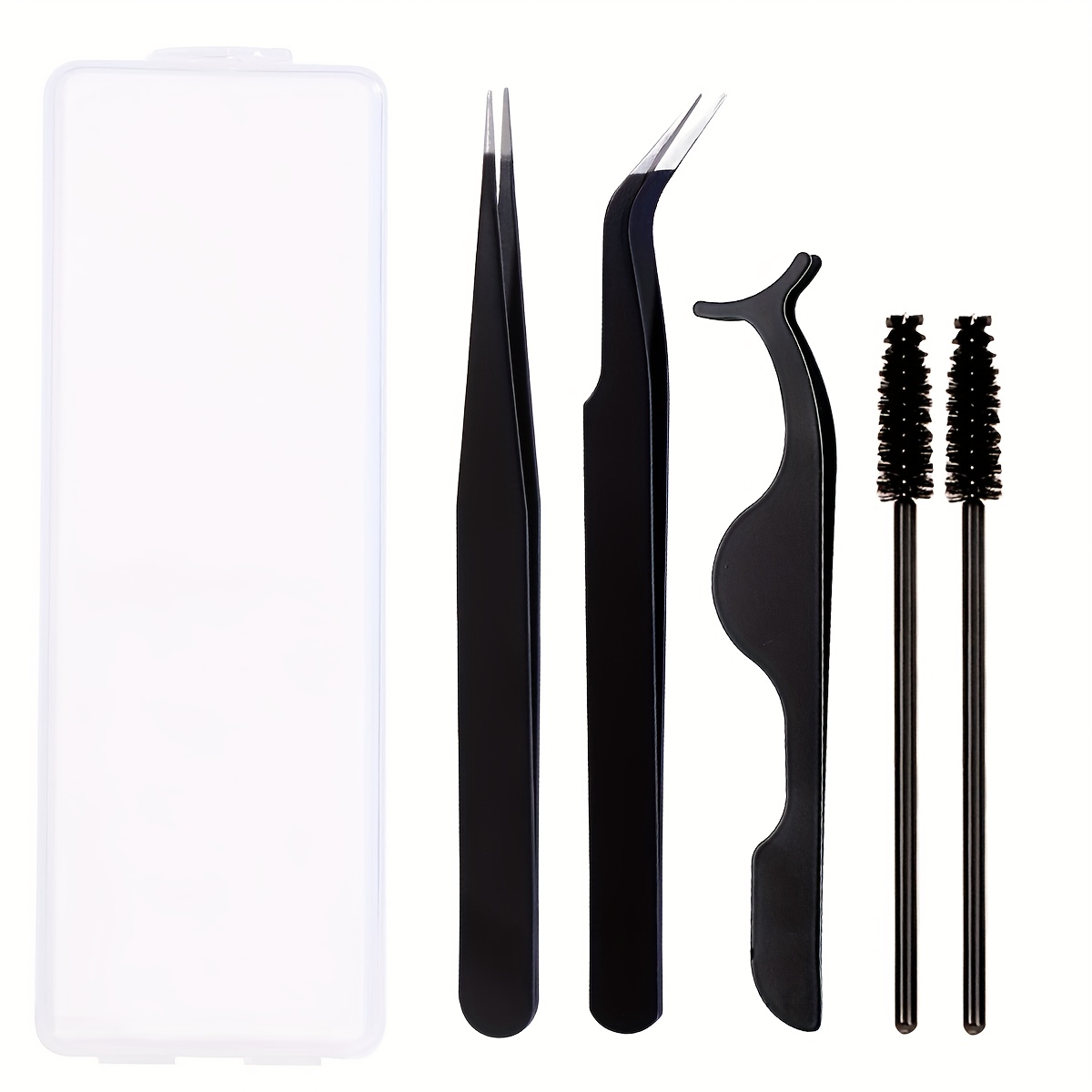 TEMU Set de 5 pinces à épiler à pointe fine et incurvée, applicateur pour extensions de cils, pinces à épiler pour sourcils et cils en acier