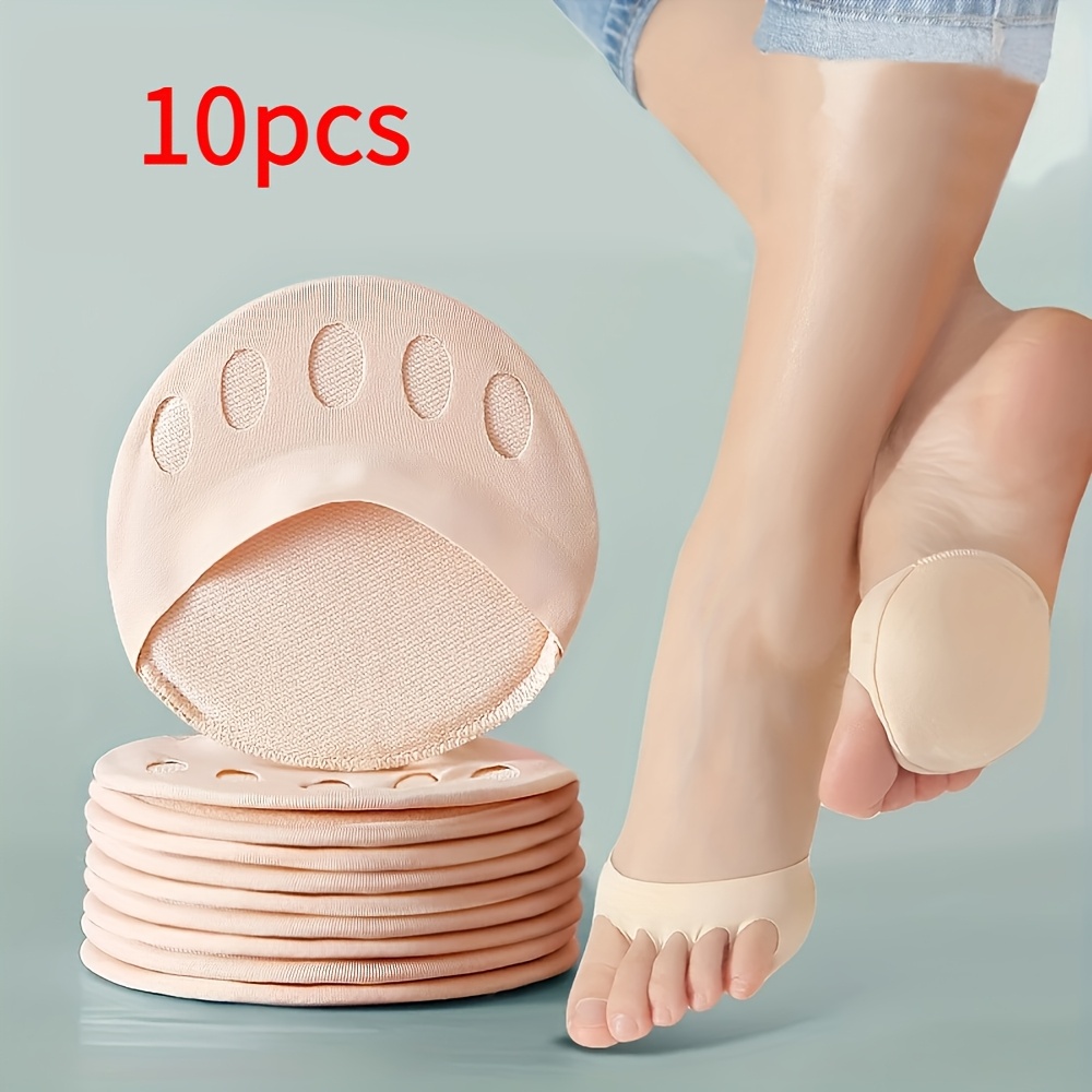 10pcs Chaussettes Invisibles Confort avec Coussinets Respirants pour l'Avant-Pied, Support Métatarsien Antidérapant, Séparateurs d'Orteils pour Talons Hauts et Chaussures de Femme