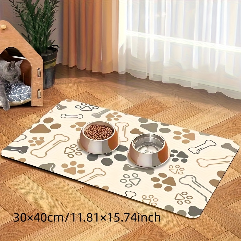 TEMU 1pc Cute Dog Paw Bone Pattern Pet Feeding Mat, Suitable For Dogs And Cats, Dog Feeding Mat, Cat Feeding Mat, Halloween Decoration, Christmas