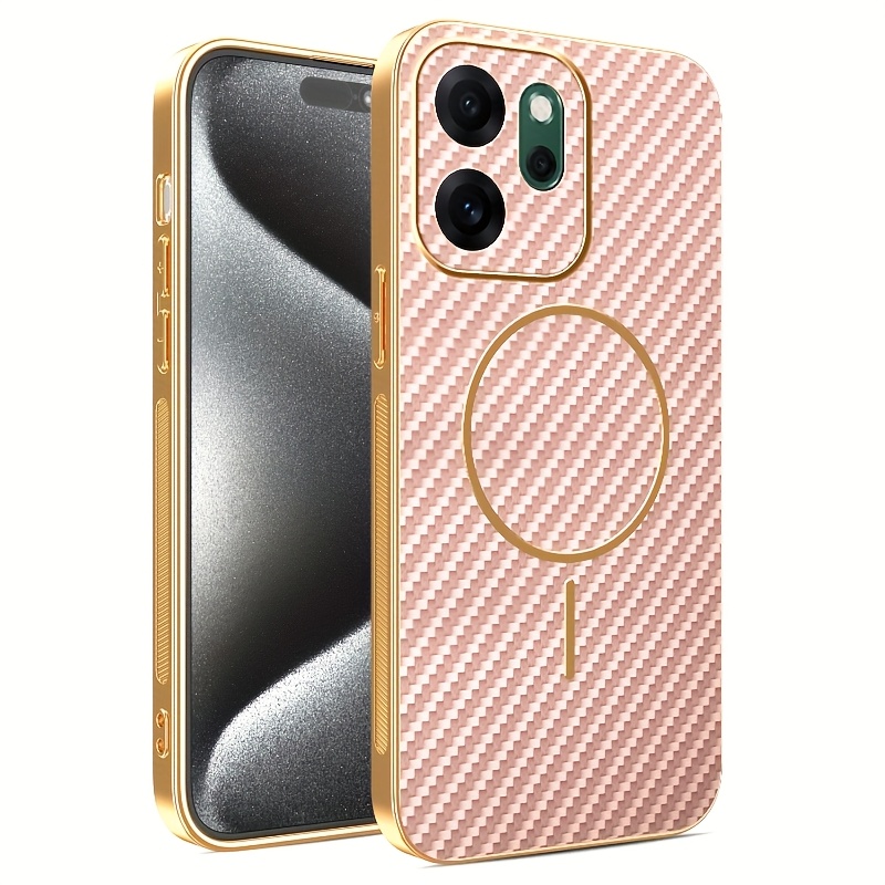 TEMU Phone Case: Suitable For Oppo Reno 14/reno 14 Pro/reno 14f Phone Case, New Carbon Fiber Stripes, Plated Frame, Anti-slip And Fingerprint