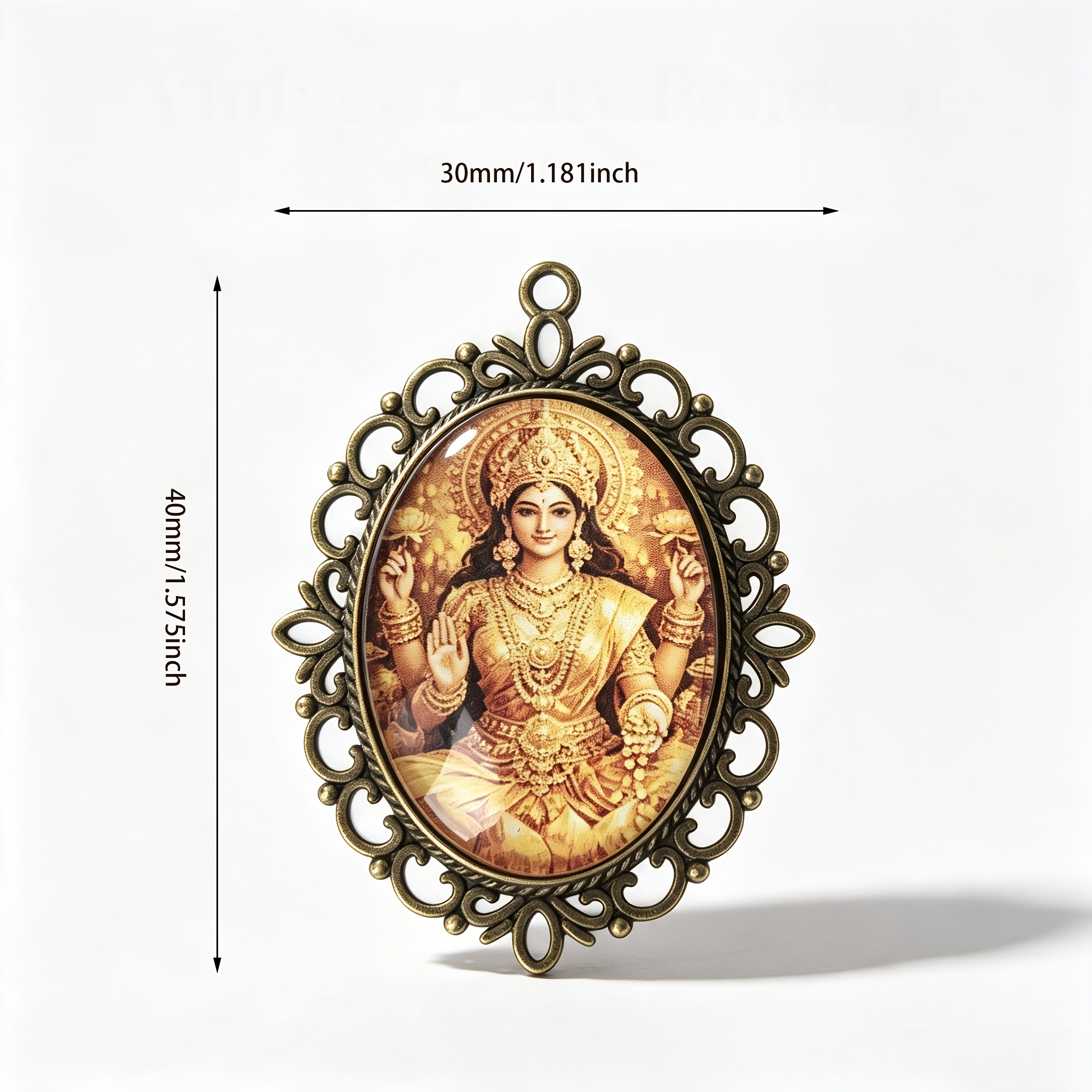 Vintage Hindu Lakshmi Goddess Pendant Necklace