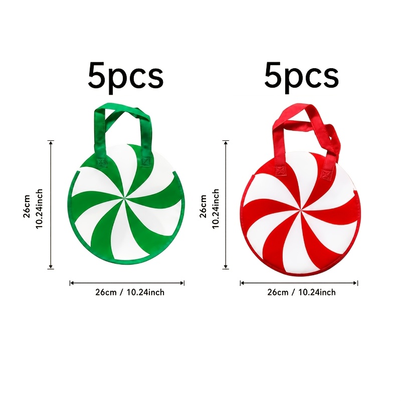 TEMU 10pcs/20pcs Sacs Cadeaux Ronds avec Motif de Bonbons à Noël, Sacs Cadeaux Non-Tissés Tourbillonnant, Sacs d'Emballage de de Fêtes, Adaptés pour