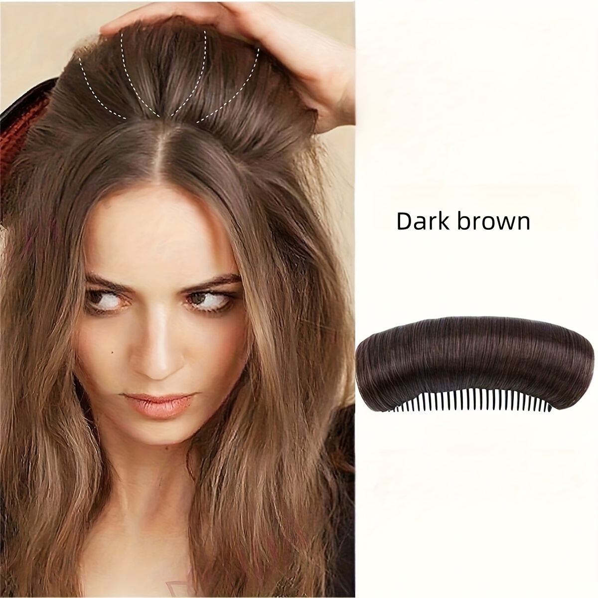 TEMU 1pc Women's Elegant Black, Dark Brown, Light Brown Hairpiece Curly Wig Bun Accessory To Increase Hair Volume Invisible Hair Pad Wig Comb, Style
