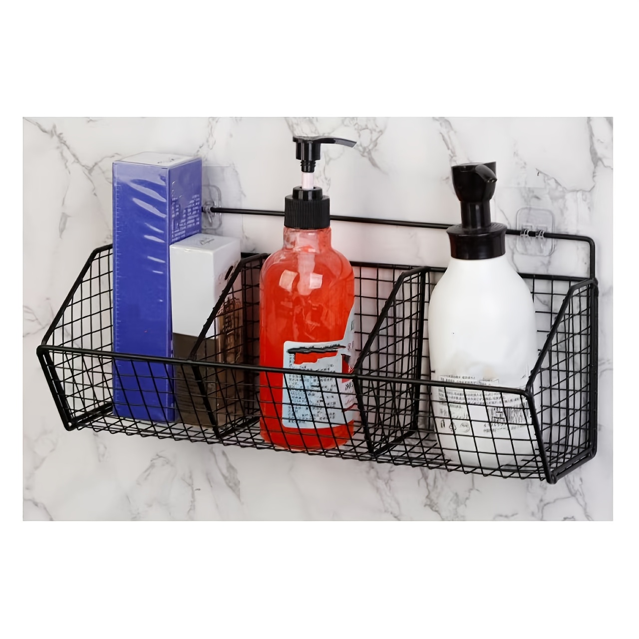 3pcs set in   rack 2   pads wall mounted kitchen storage rack for shower gel shampoo skincare products ginger onions garlic and more features compartmentalized storage   mesh strong load bearing capacity   6